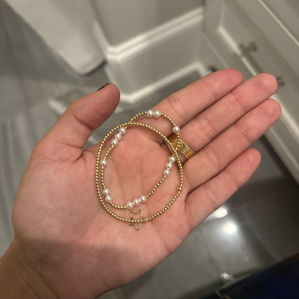 ENEWTON STACK! (amazing Christmas gift!) Gold and Blue Beaded Bracelet Set - Picture 4 of 5